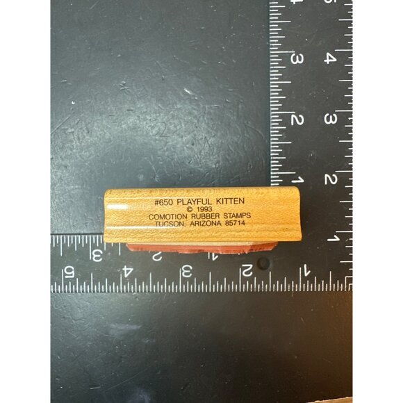 Playful Kitten Rubber Stamp #650 Wooden Block By Comotion Rubber Stamps 1993 - Picture 3 of 4